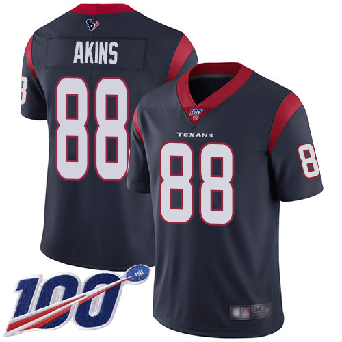 Houston Texans Limited Navy Blue Men Jordan Akins Home Jersey NFL Football 88 100th Season Vapor Untouchable